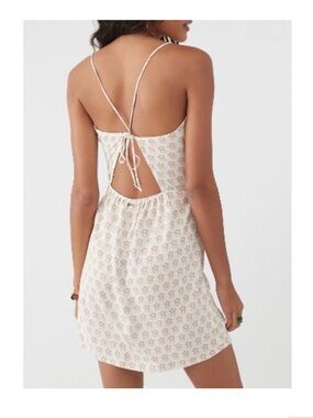 O'Neill Cream Slip Dress with Tan Floral Print